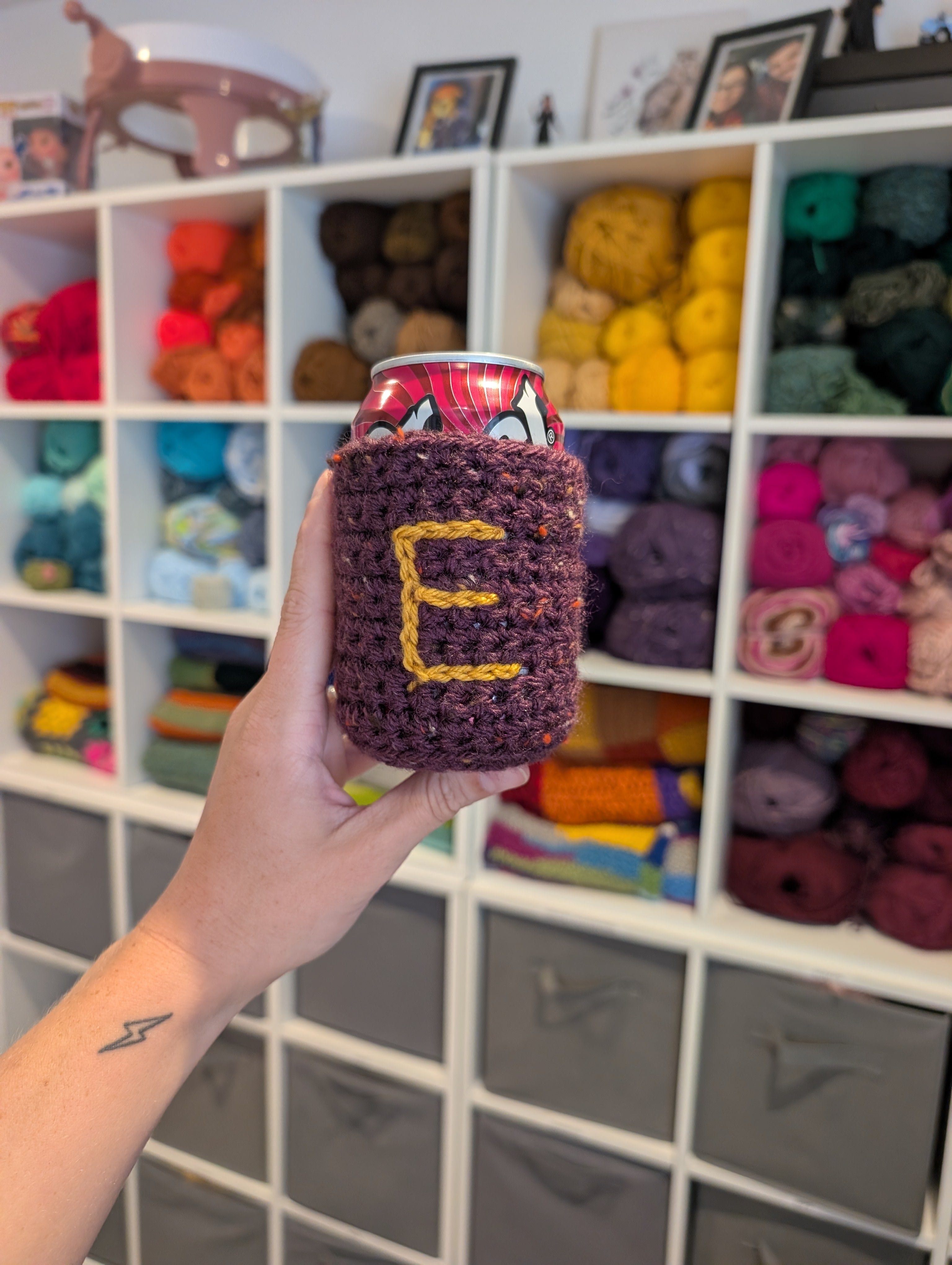 Wizard-Inspired Initial Can Koozie | Handmade Crochet Drink Sleeve