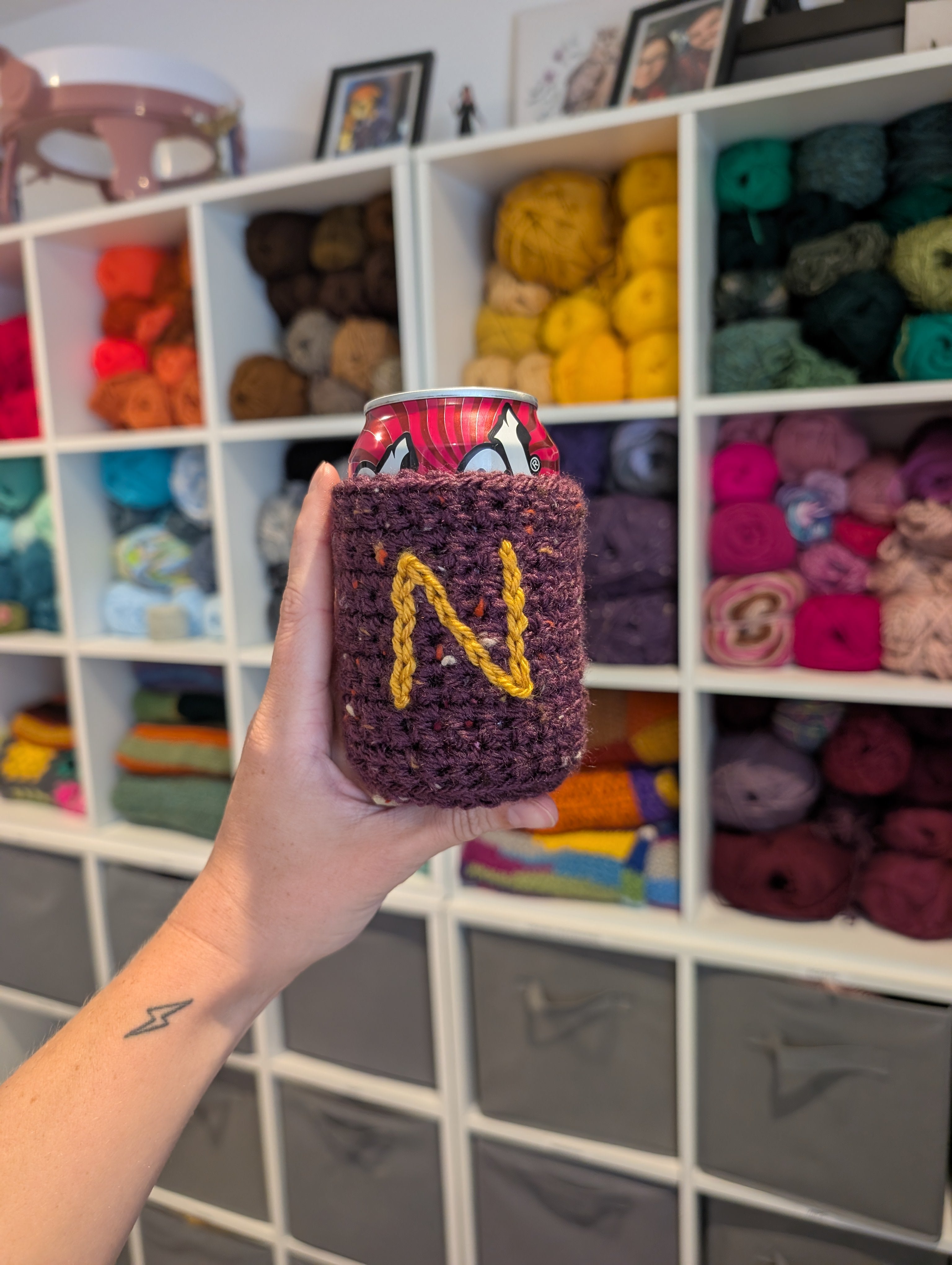 Wizard-Inspired Initial Can Koozie | Handmade Crochet Drink Sleeve