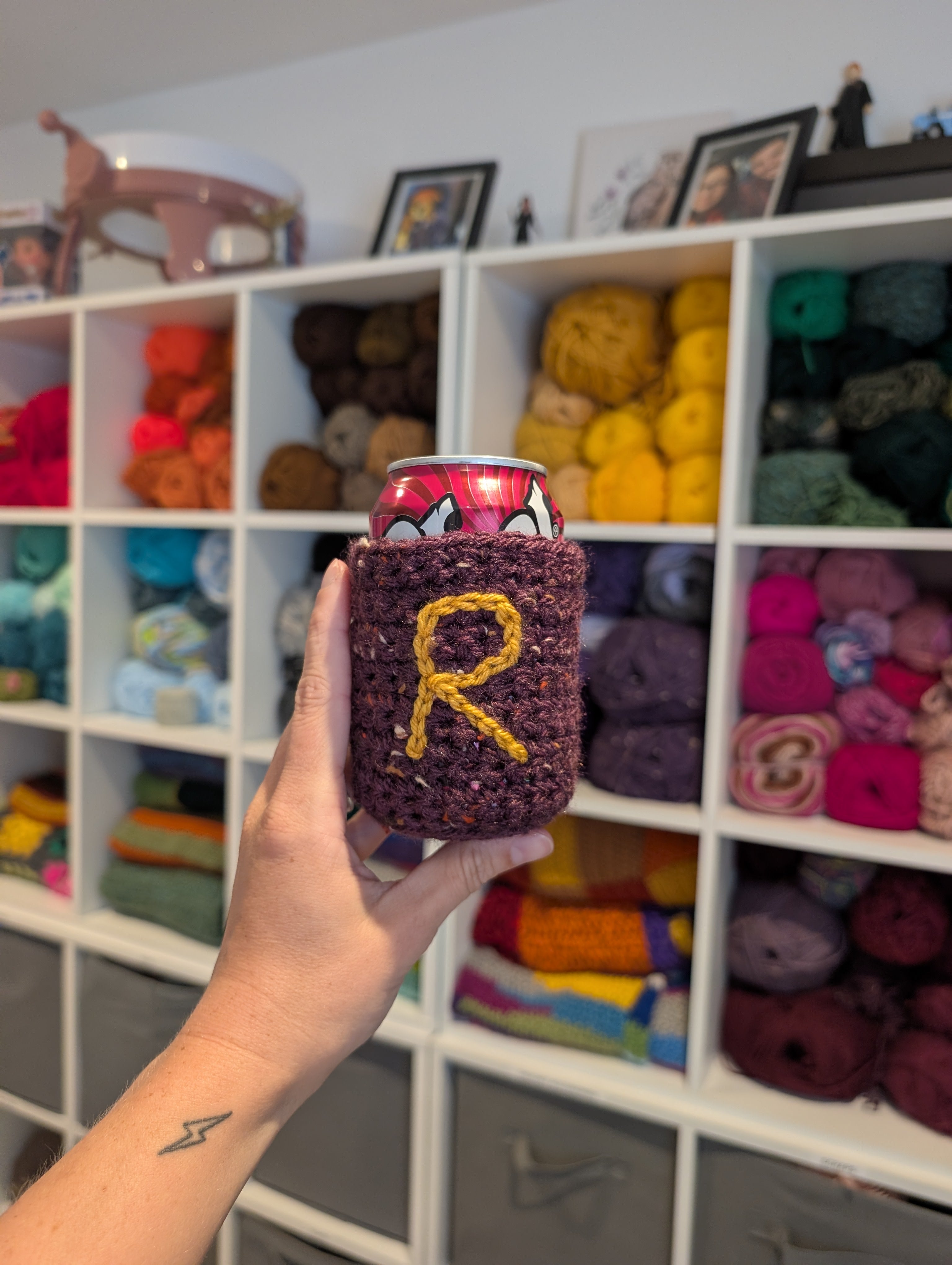 Wizard-Inspired Initial Can Koozie | Handmade Crochet Drink Sleeve