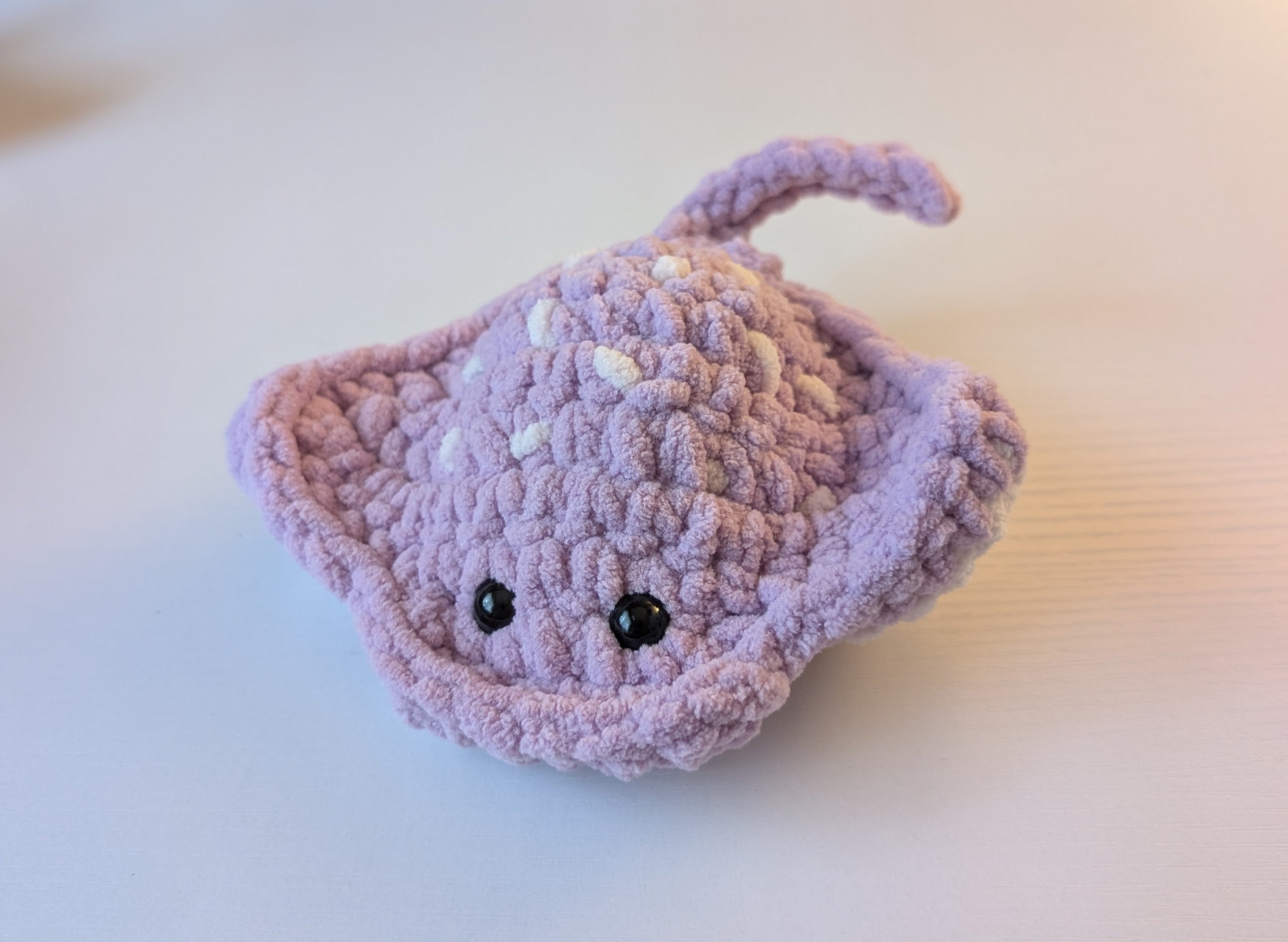 Handmade Crochet Stingray Plushie | Pink, Blue, Green & Grey