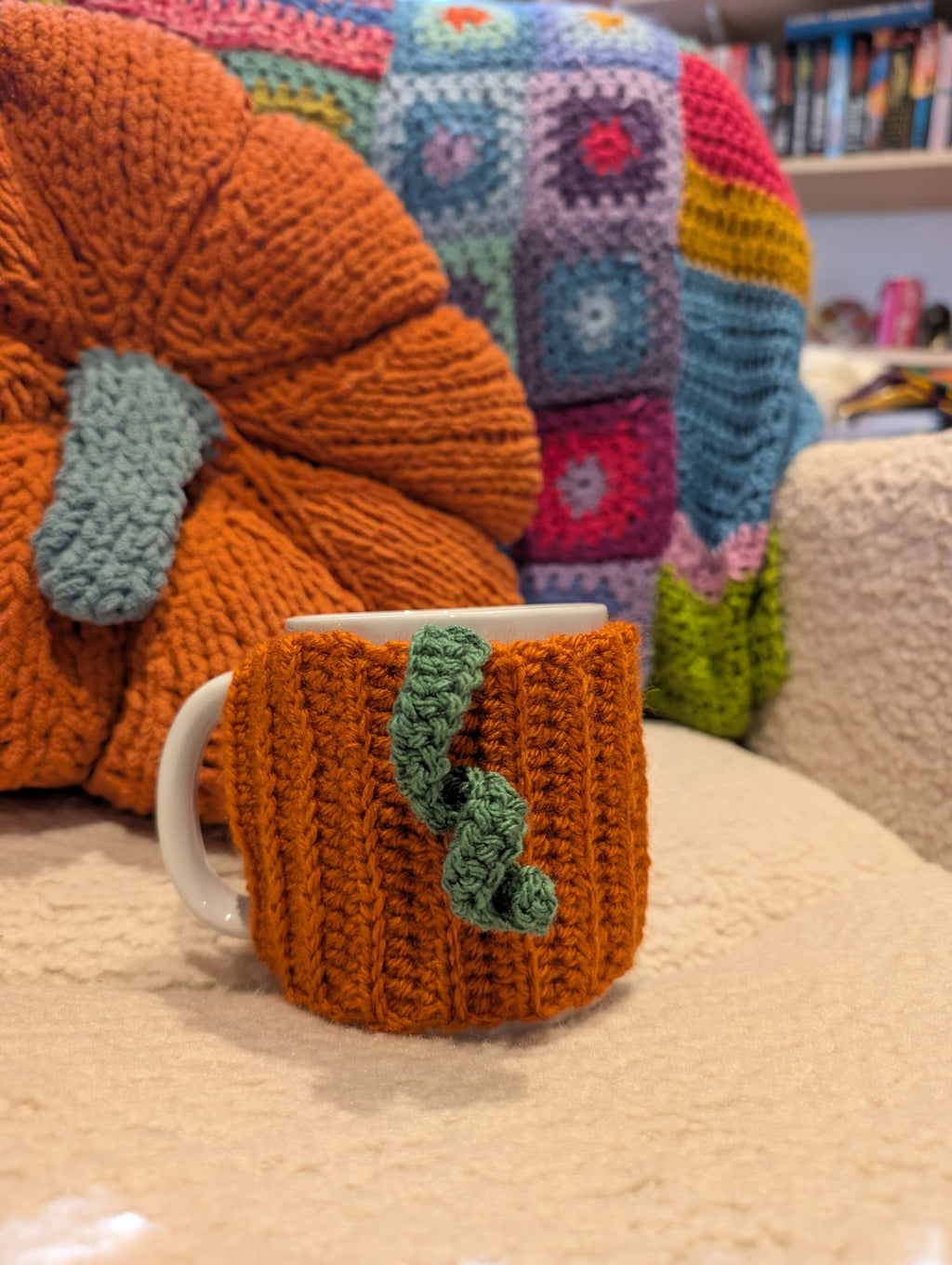 Handmade Crochet Pumpkin Mug Cozy | Autumn Mug Sleeve | Cosy Fall Gift