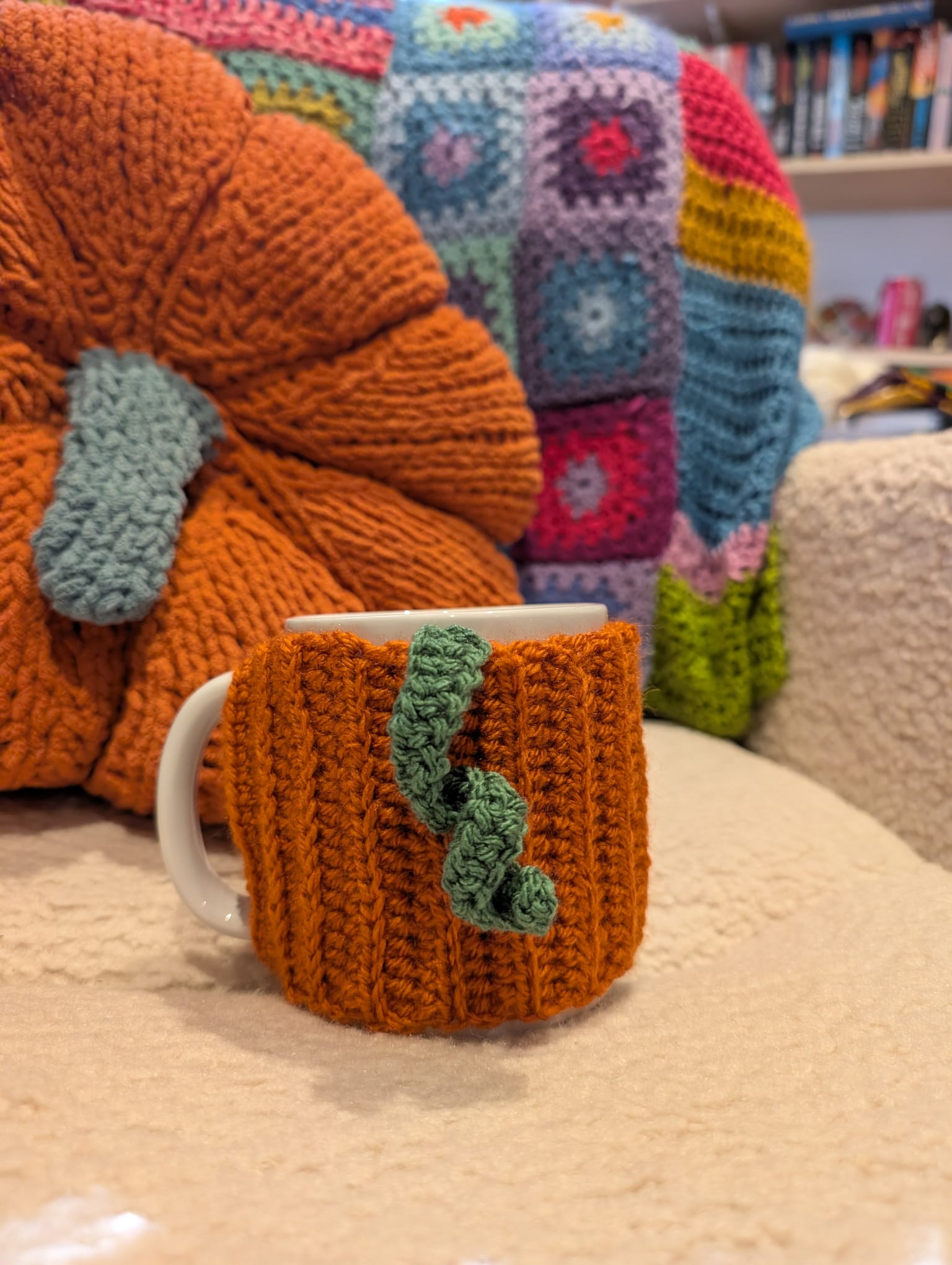 Handmade Crochet Pumpkin Mug Cozy | Autumn Mug Sleeve | Cosy Fall Gift