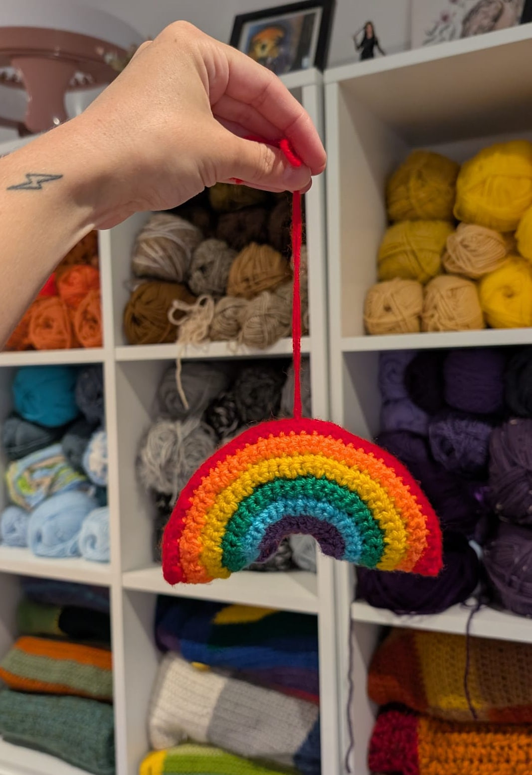 Handmade Crochet Rainbow Wall Hanging | Plush Cottagecore Nursery Decor
