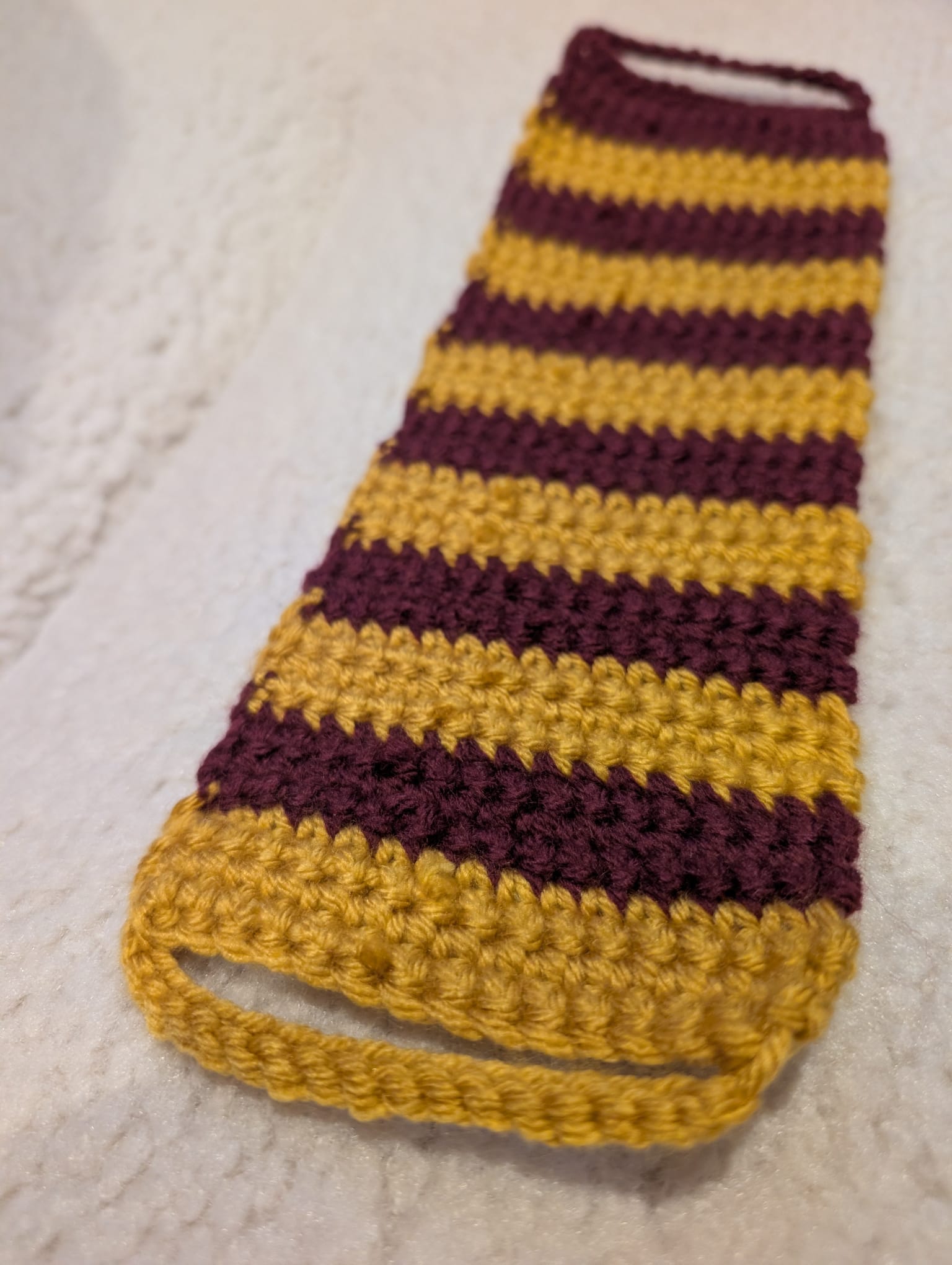 Wizard House Colour Inspired Crochet Mug Cozy | Burgundy & Gold Fantasy Mug Sleeve